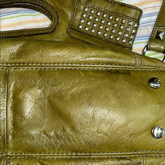 B. Makowsky Olive Green Studded Shoulder Bag - Picture 7 of 16